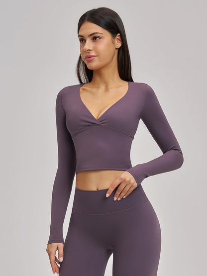 Women's Long Sleeve Yoga Top, European & American Style Spring Summer Pilates Workout Shirt - image 12