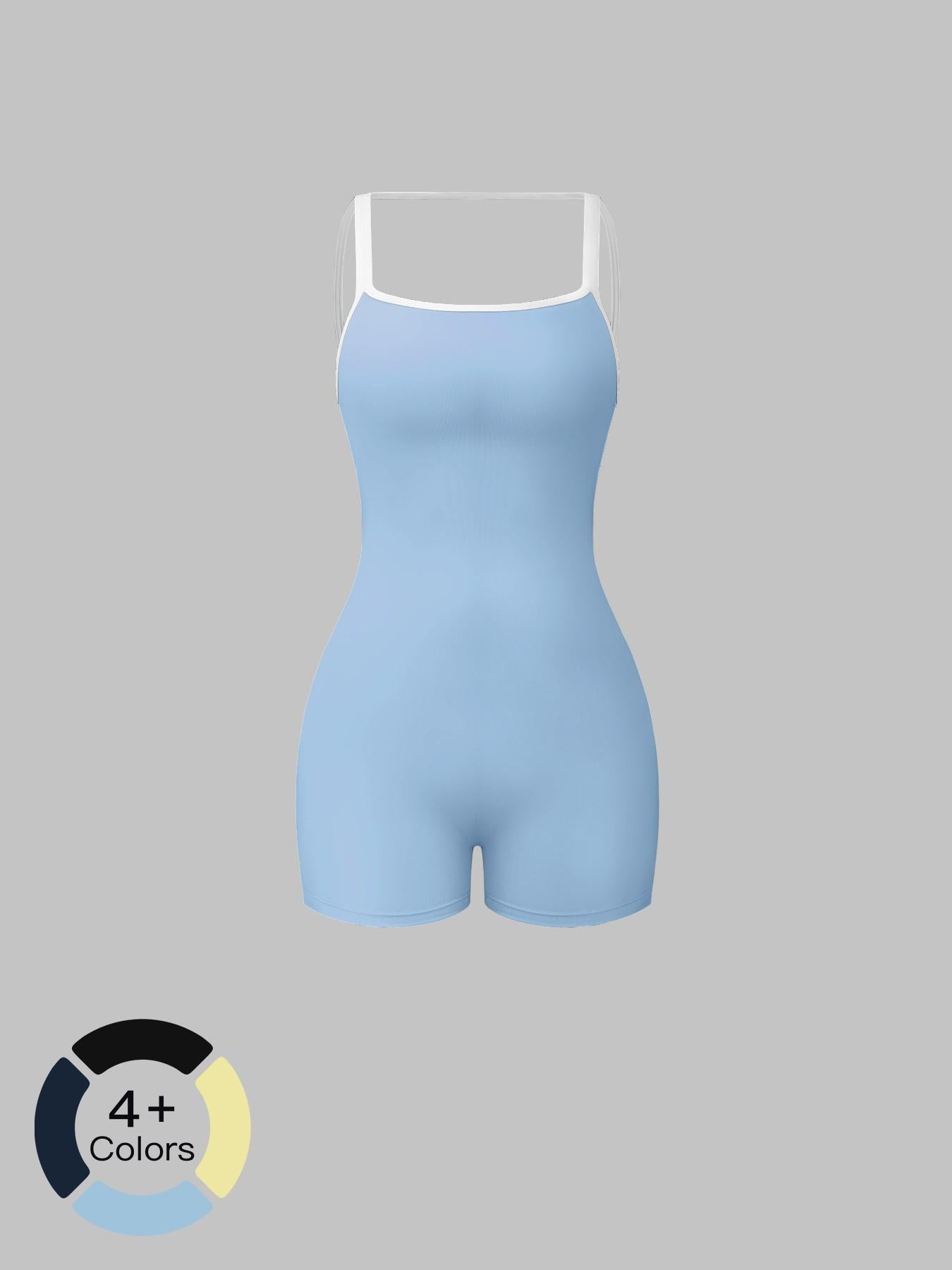 Cross-Border Tight-Fit Yoga Bodysuit, Square Neck Backless Fitness - image 11