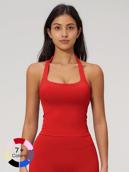 Women's New Halter Yoga Tank Top, Outdoor Square Sport Fitness Tight Quick-Dry Vest