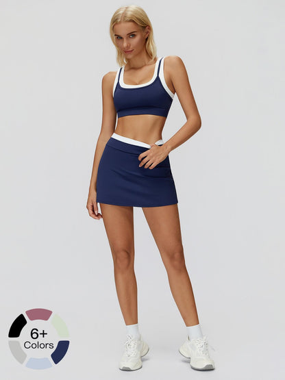 Women's Two-Piece Colorblock Yoga Set, High-Waisted Ribbed Casual Fitness Sportswear - image 22
