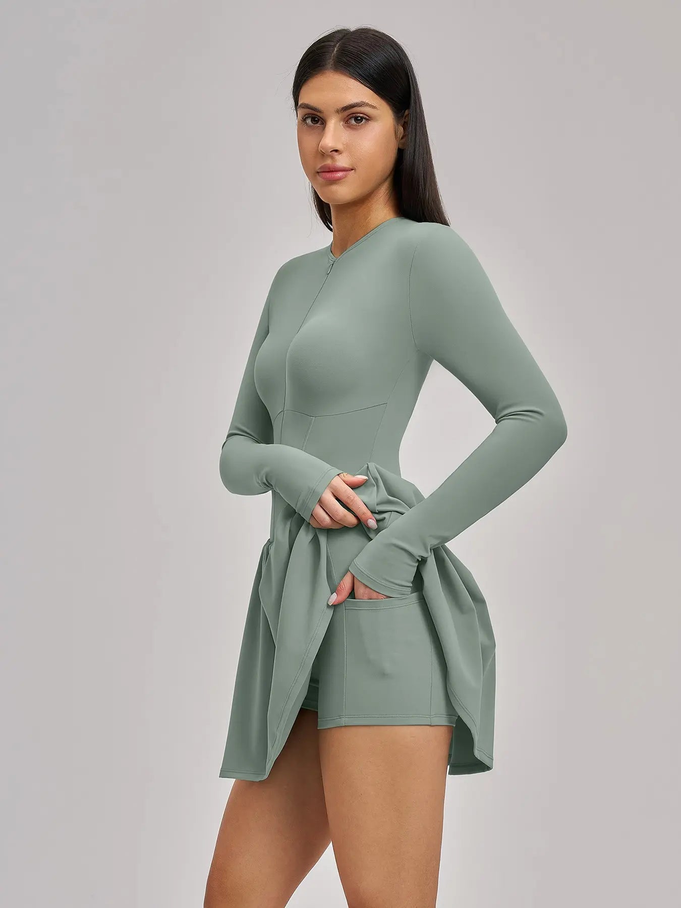 Nude Feel Two-Piece Tennis Skirt, Anti-Slip Inner Layer - image 4