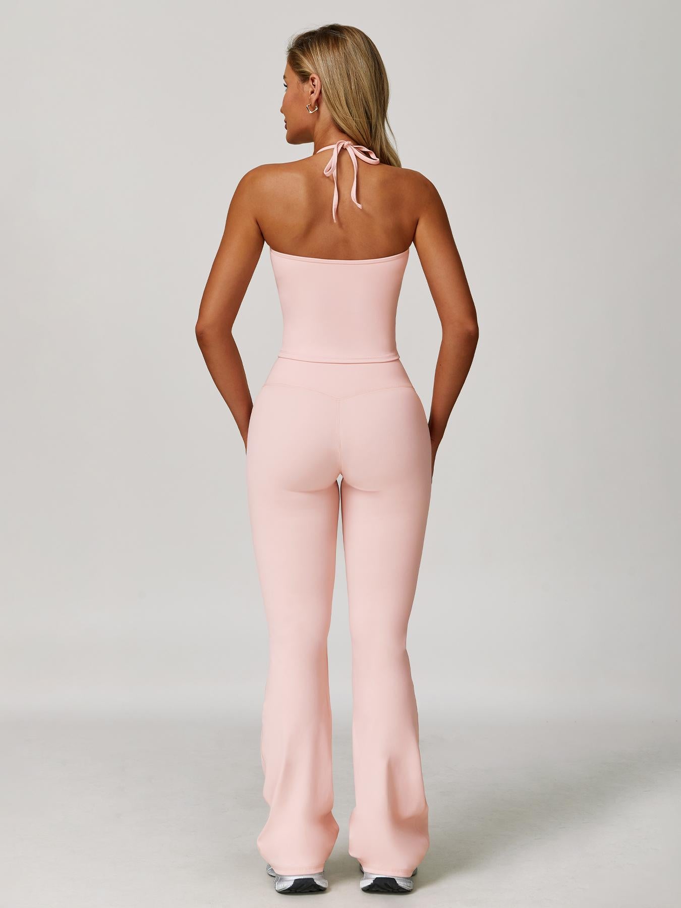 Women's Solid Backless Halter Top & Pants Sports Set, Casual Sporty Two-piece Outfits for Yoga Gym… - image 19