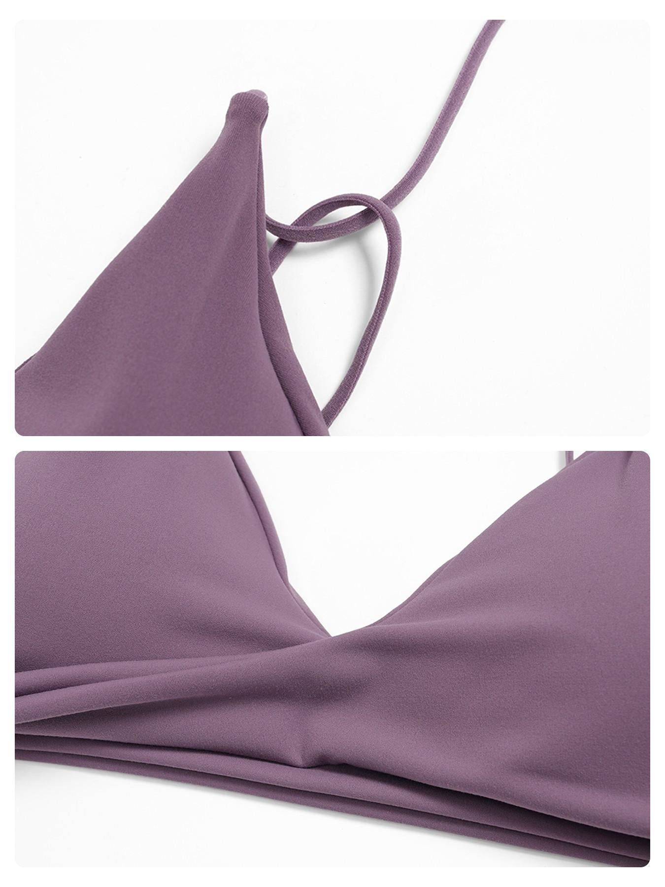 Women's V-Neck Sports Bra, Fine Strap Backless Design - image 13