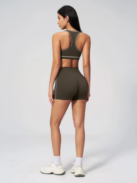Two-Piece Colorblock Fleece Yoga Set, Sporty Patchwork Design - image 7