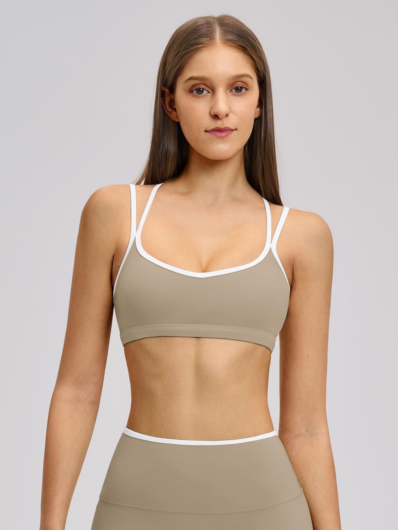 Colorblock Skin-Touch Stretch Sports Bra, Workout Bra - image 10