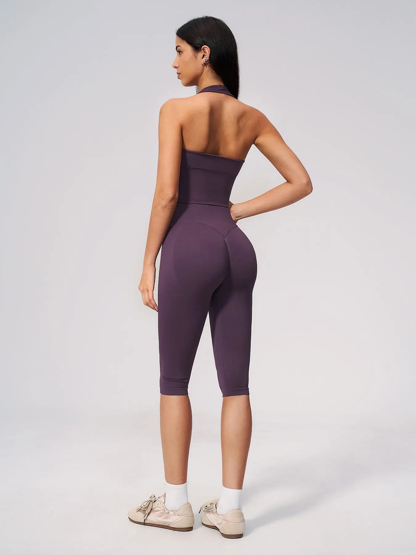 Yoga Set Seamless Ribbed Tight Shockproof High Elasticity Butt Lifter Tummy Control Running Training… - image 9