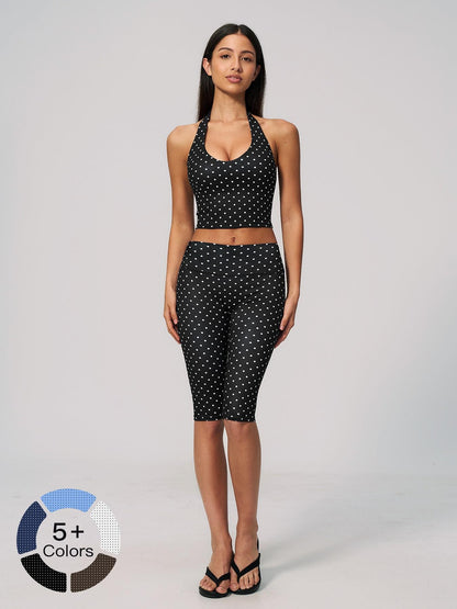 Dot Pattern Yoga Set for Women, Polyester Ammonia Print Deep V High Elastic Fitness Sports Set - image 19