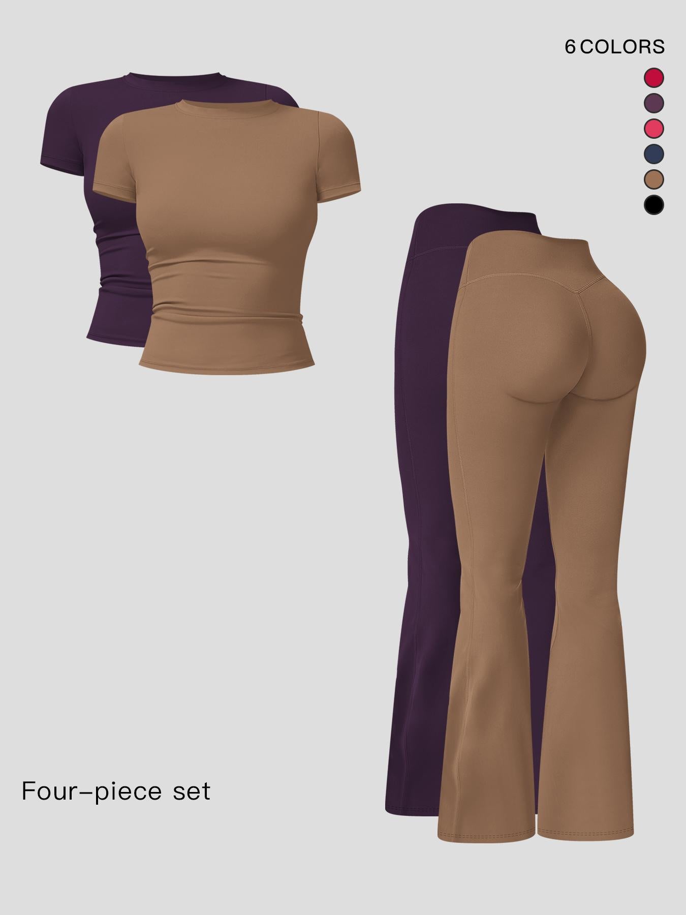 Women's Sporty Two-Piece Set, Quick-Dry Slim Fit T-Shirt & High Waist Yoga Pants - image 28
