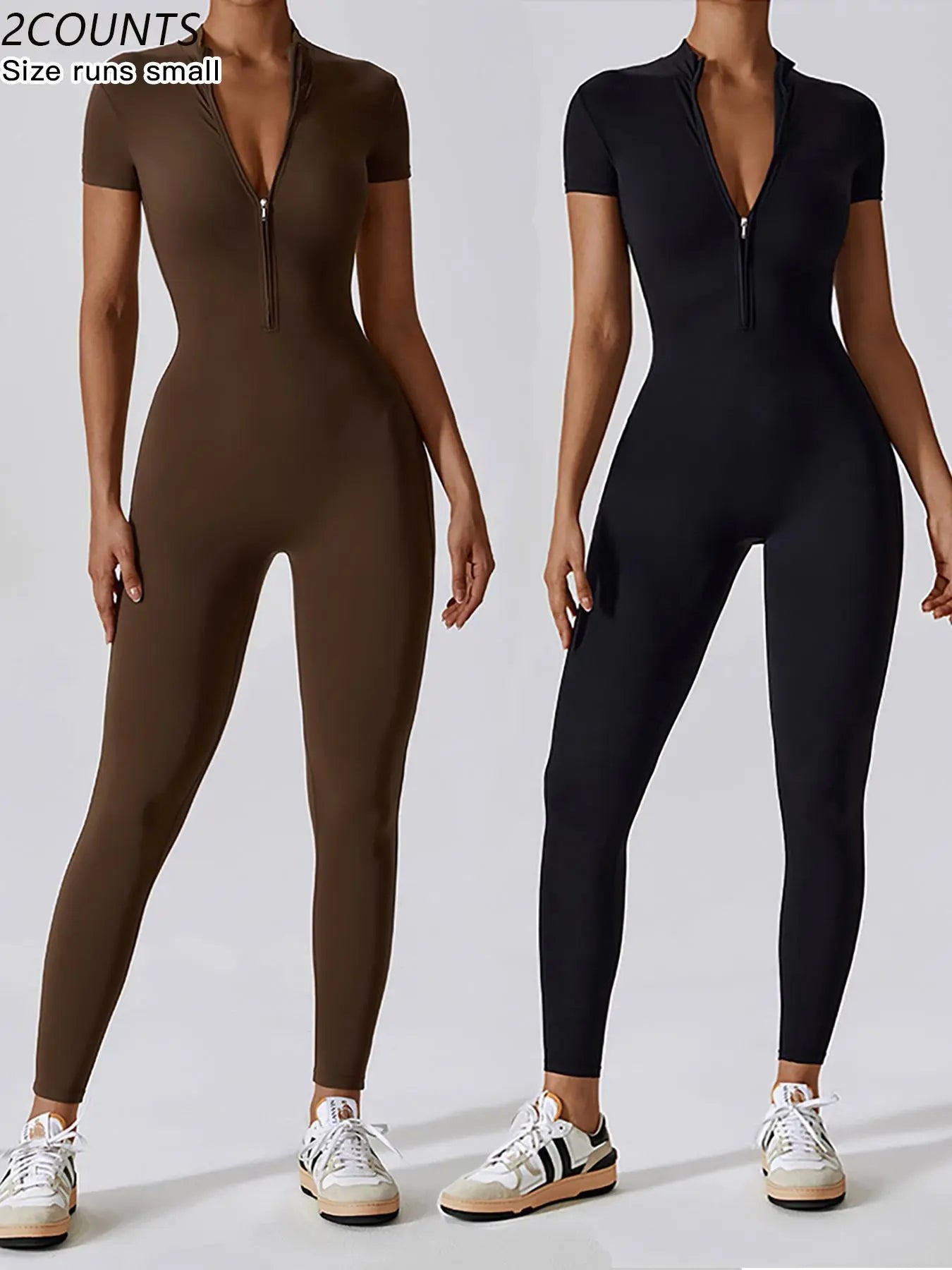 Women's Quick Dry Zipper Jumpsuit for Yoga and Gym Workout