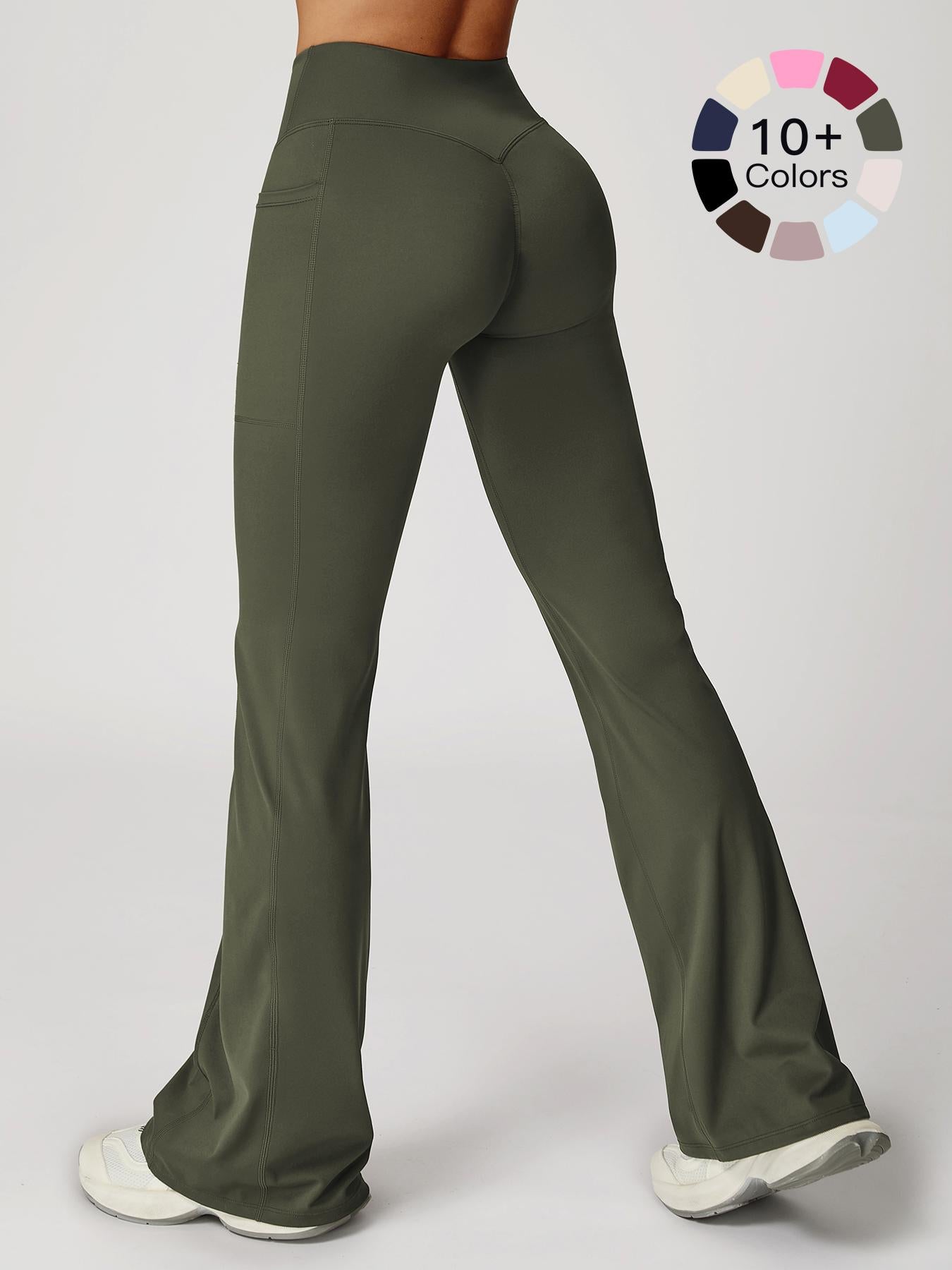 High Waist Naked Feeling Flare Pants Women, Cross Waist Wide Leg Micro Flared Outdoor Casual Sports Pants - image 22