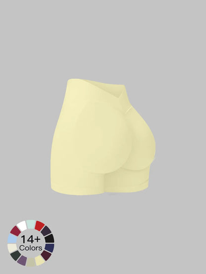 Women's Seamless Knitted Yoga Shorts, V-Neck Waist