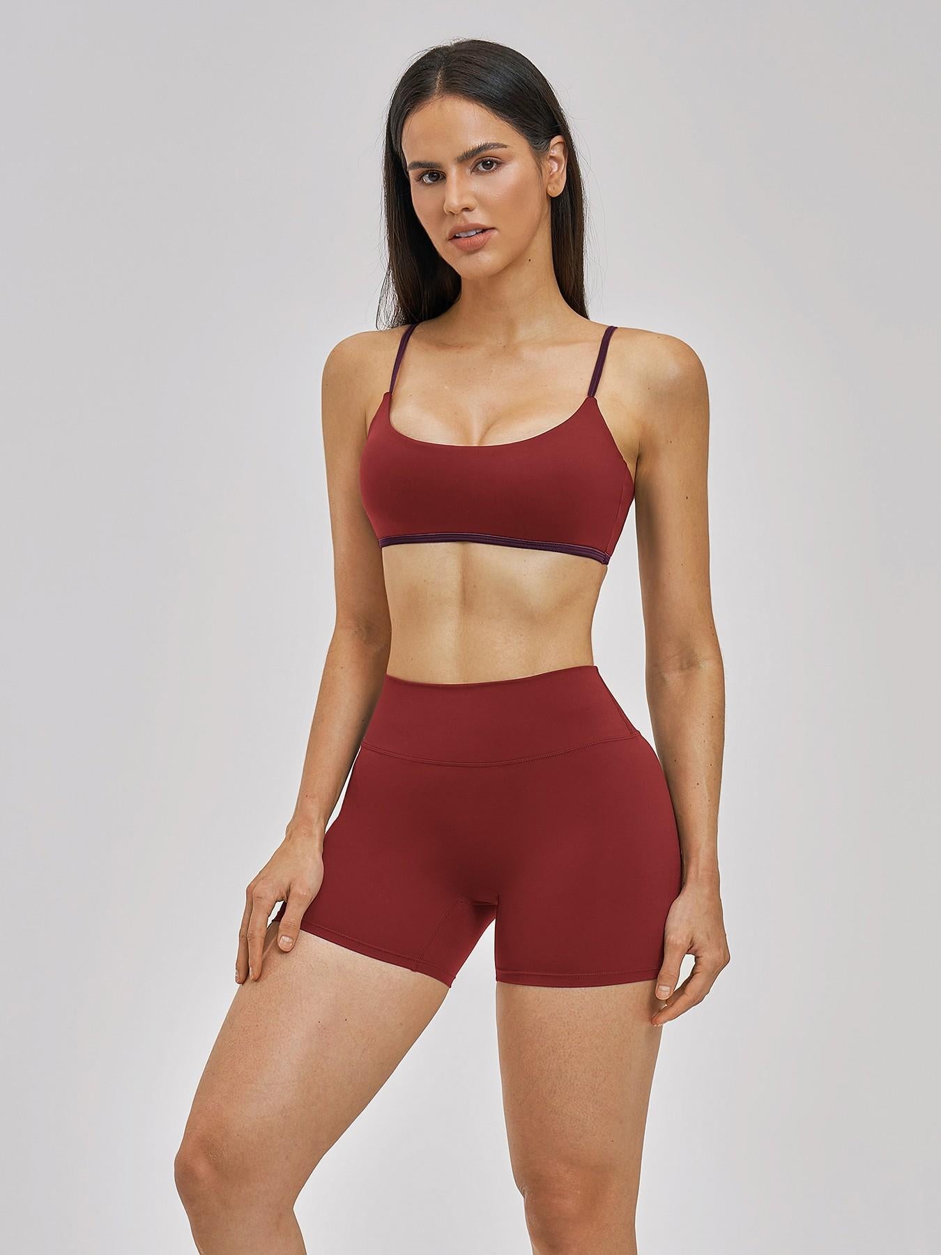 Women's Fashionable Bare-Look Sports Set, Sexy Back Thin Straps - image 14