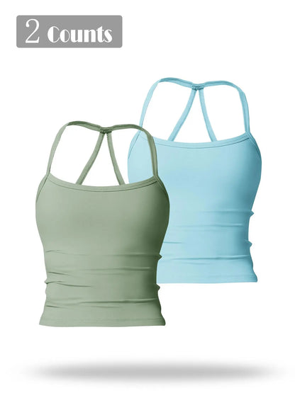Women's Solid Backless Sports Cami Top, Quick Drying Breathable Sports Cami Top - image 7