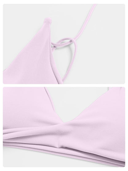 Women's V-Neck Sports Bra, Fine Strap Backless Design - image 13
