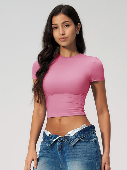Women's Solid Color Sports Tee, Fitness Sport Top - image 15