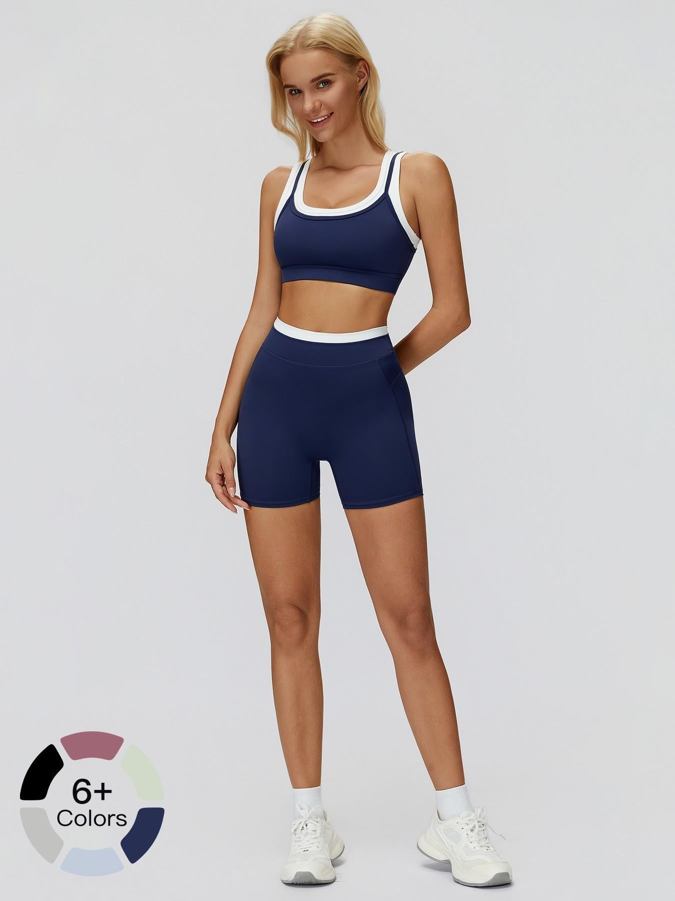 Women's Two-Piece Colorblock Yoga Set, Activewear Set - image 19