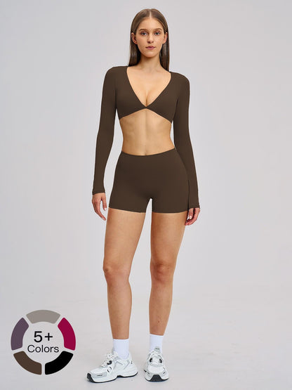 Women's Long Sleeve Yoga Set, Sporty Plain - image 19