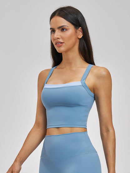 Cross Color Yoga Tank Top, Fake Two-Piece Design - image 12
