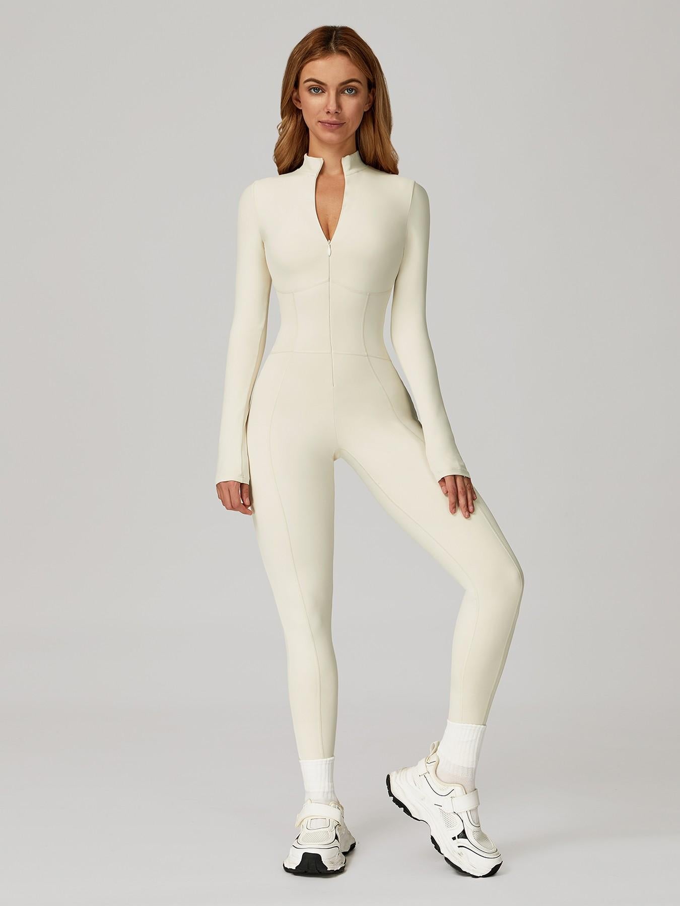 One-Piece Bodysuit with Stand Collar and Zipper, Warm Long Sleeve Outdoor Leisure Sports Fitness Yoga… - image 15