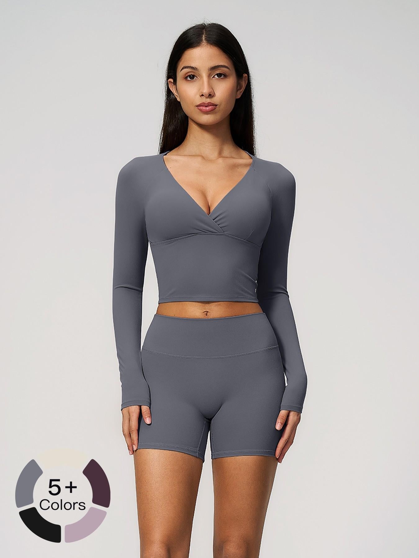 Terry Knit Workout Set, Push-Up Shockproof Dual-Layer Waistband - image 22