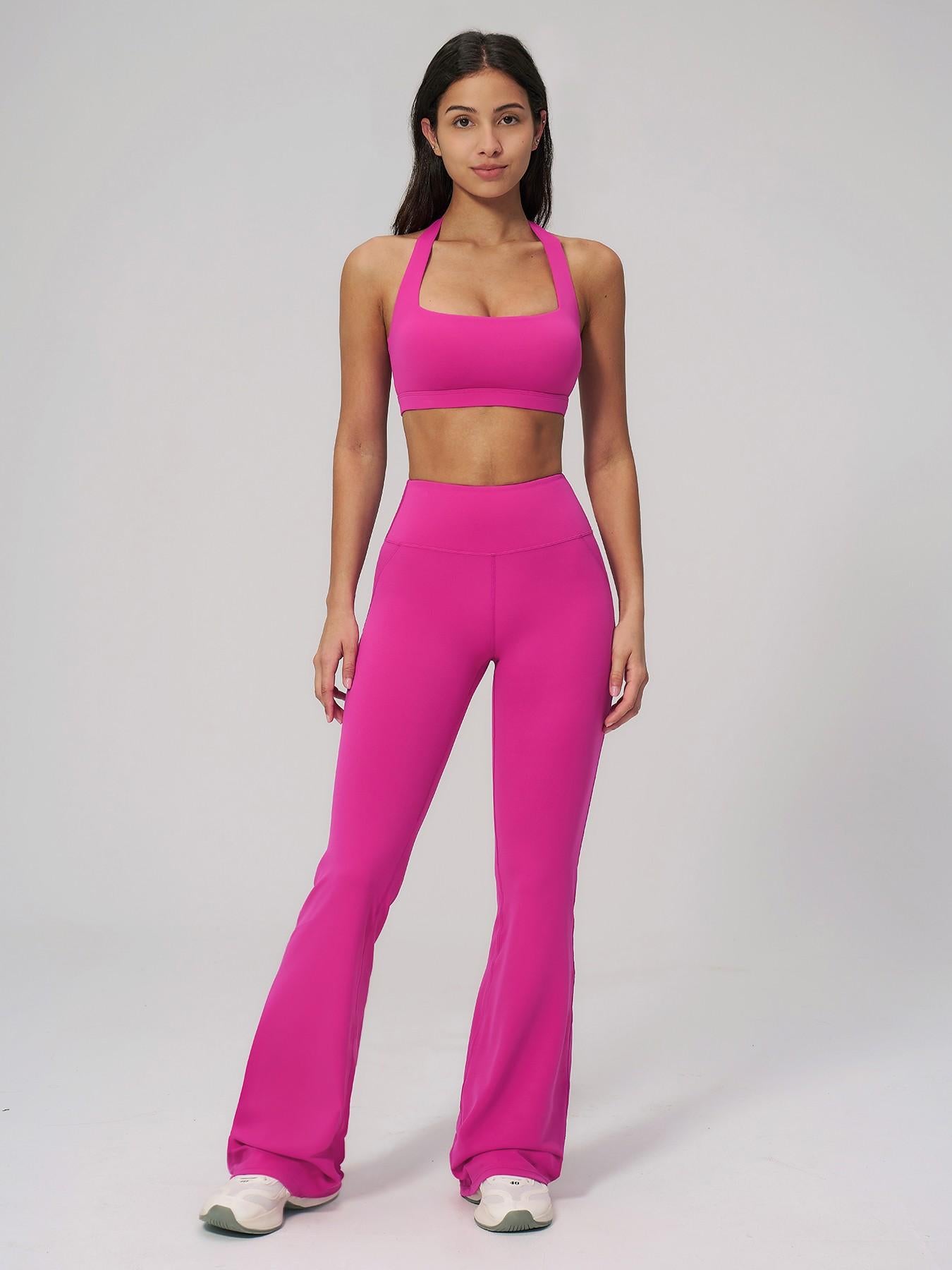 Cloud Sensory Backless Yoga Set, Halter Neck High Stretch Sporty Tight Fit Quick-Dry Fitness Clothing - image 14