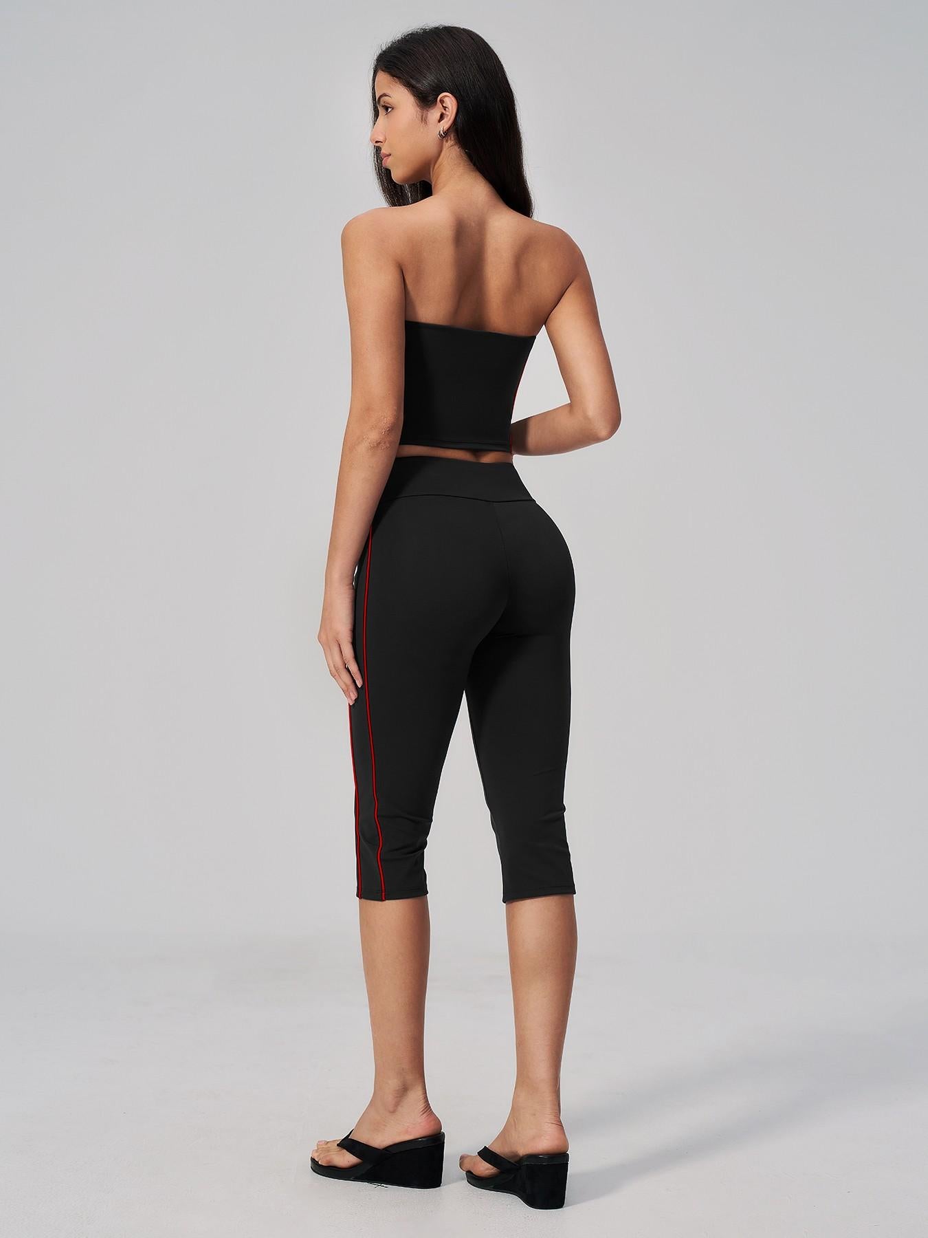 Cross-Border Crop Top Yoga Set for Women, Fuzzy Colorblock with Padded Bra - image 12