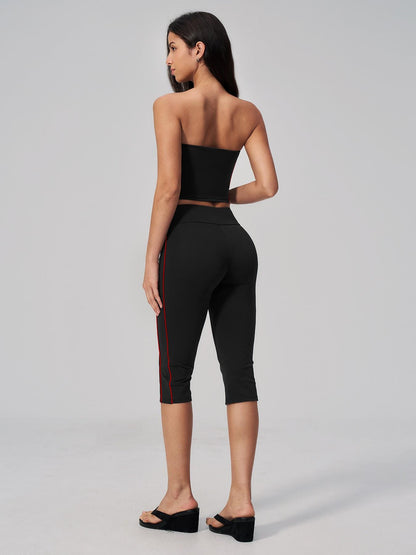 Cross-Border Crop Top Yoga Set for Women, Fuzzy Colorblock with Padded Bra - image 12