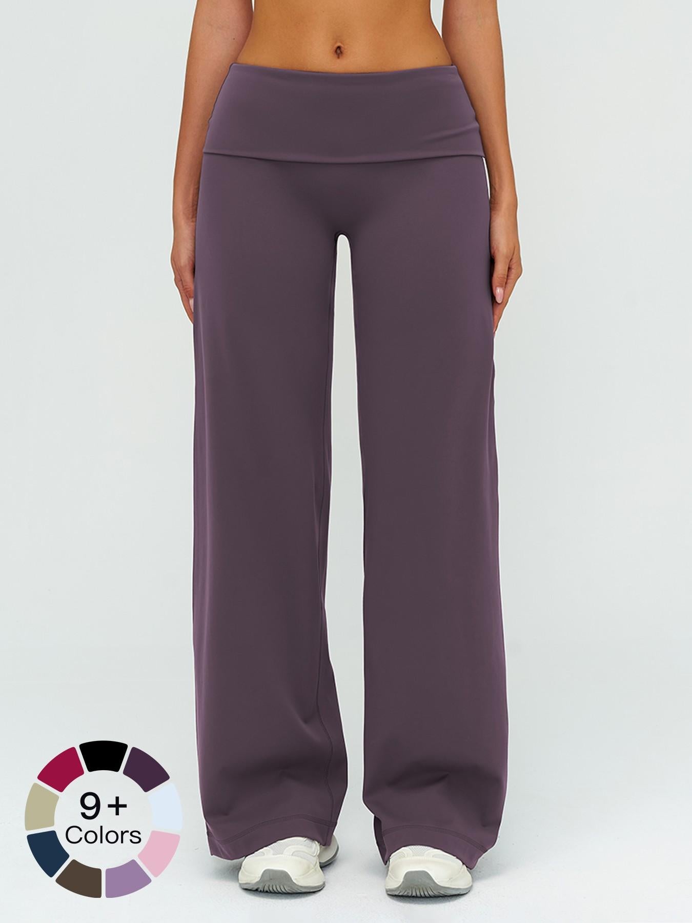 Fleece Long Pants, Folded Waist Loose Wide Leg Slimming Pants - image 20