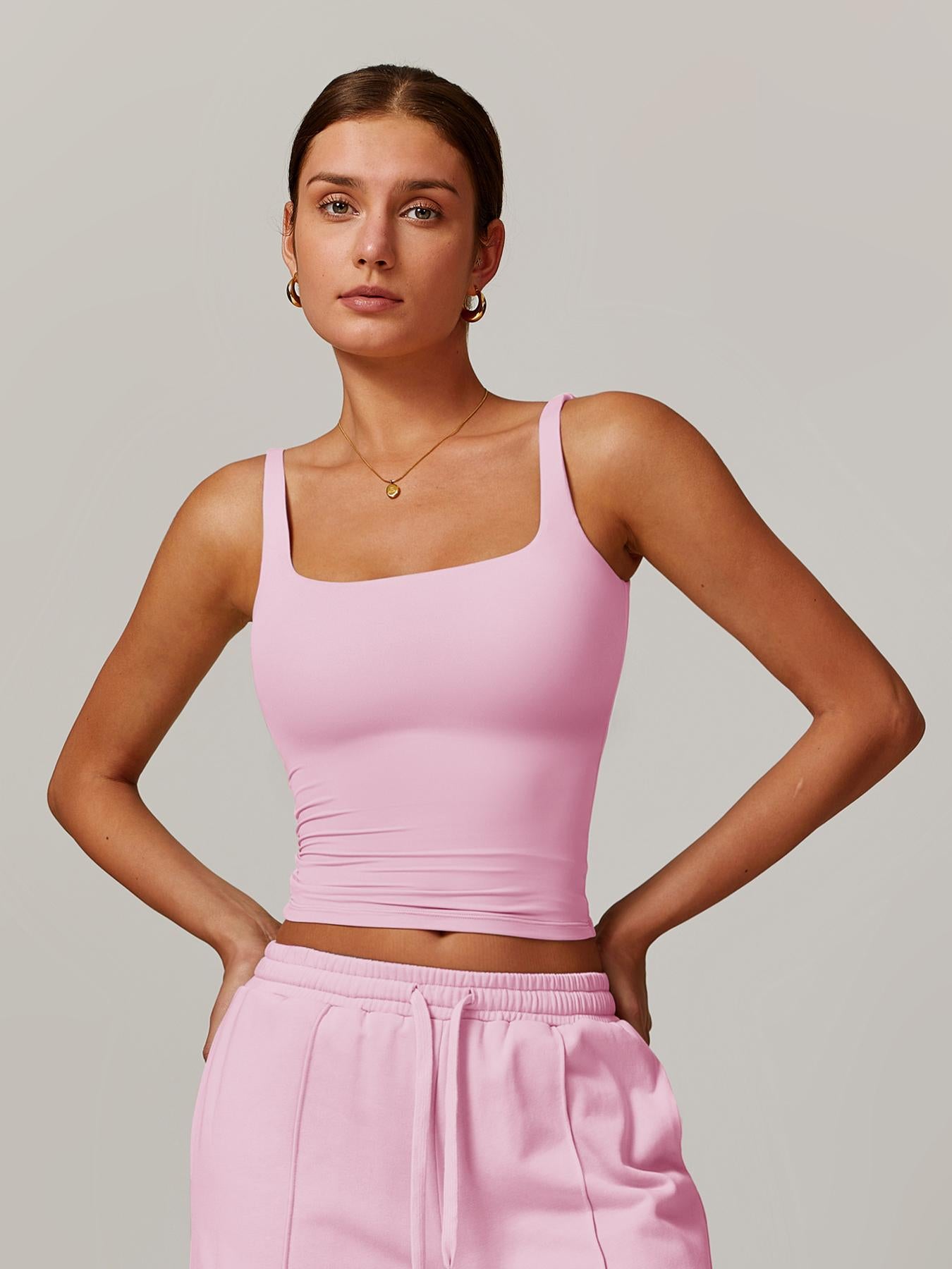 Women's Solid Color Sports Singlet with Built-In Bra Cups, High Stretch Comfortable Breathable Quick… - image 17