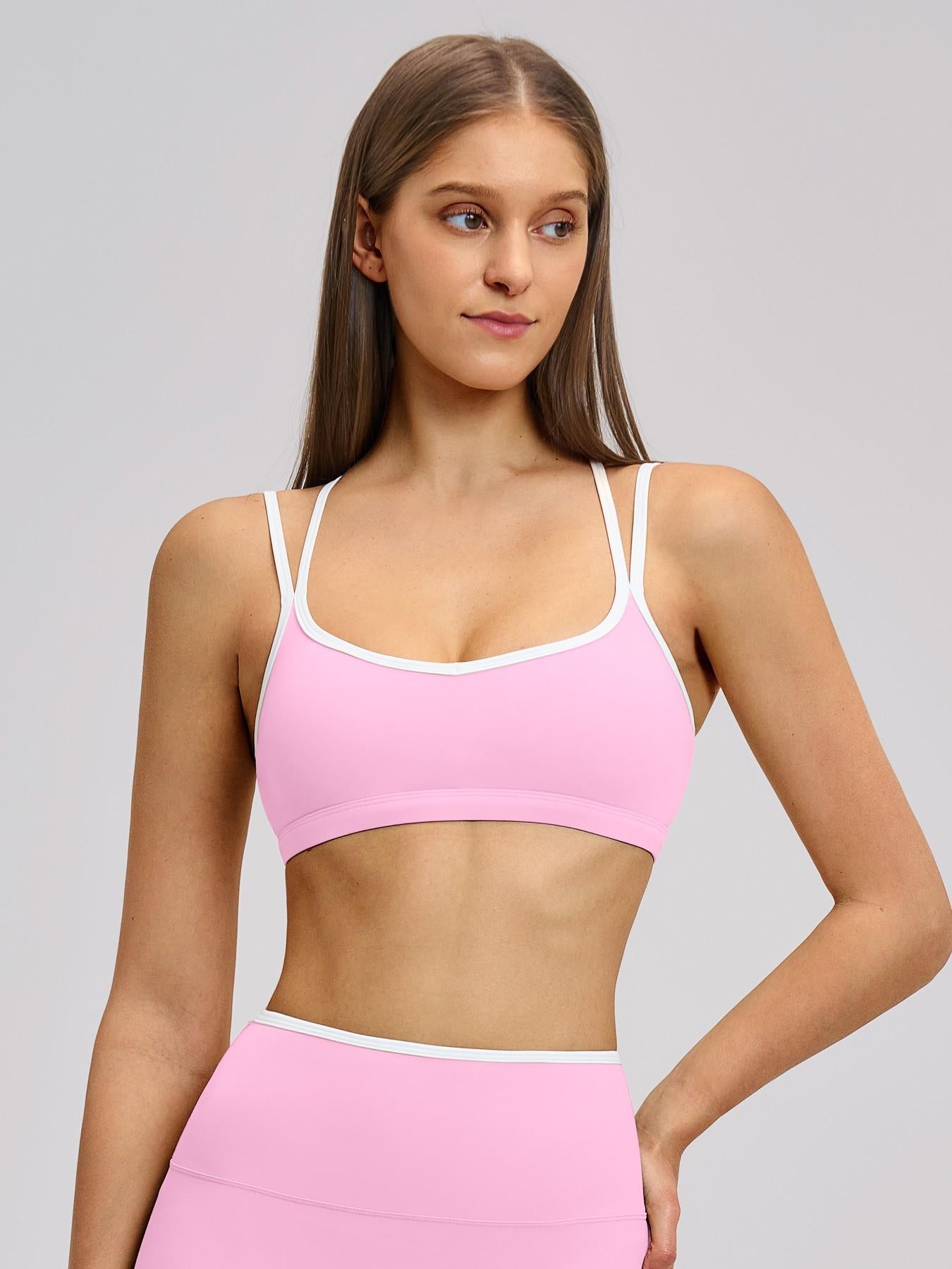 Colorblock Skin-Touch Stretch Sports Bra, Sporty Bra - image 11
