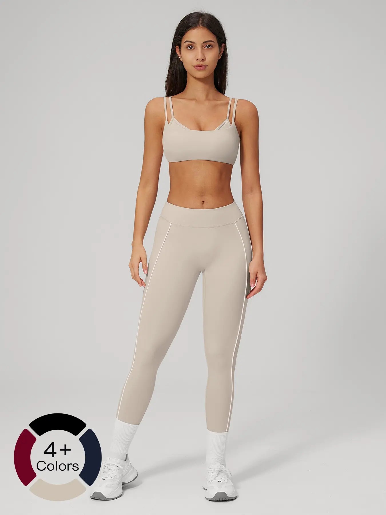Women's Bare-Look Yoga Set, Contrast Stitching - image 5
