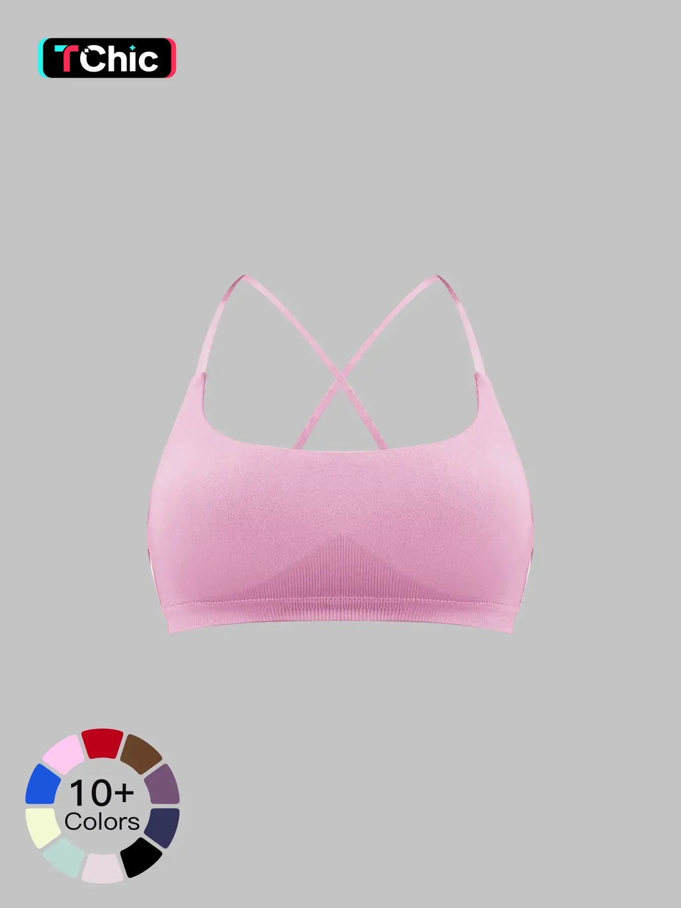 Seamless Cross Back Sports Bra, Adjustable Running Yoga Bra