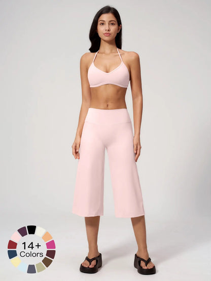 Women's Yoga Set, High-End Shock Absorption Sport Bra & Quick-Dry High-Waist Capri Pants - image 9