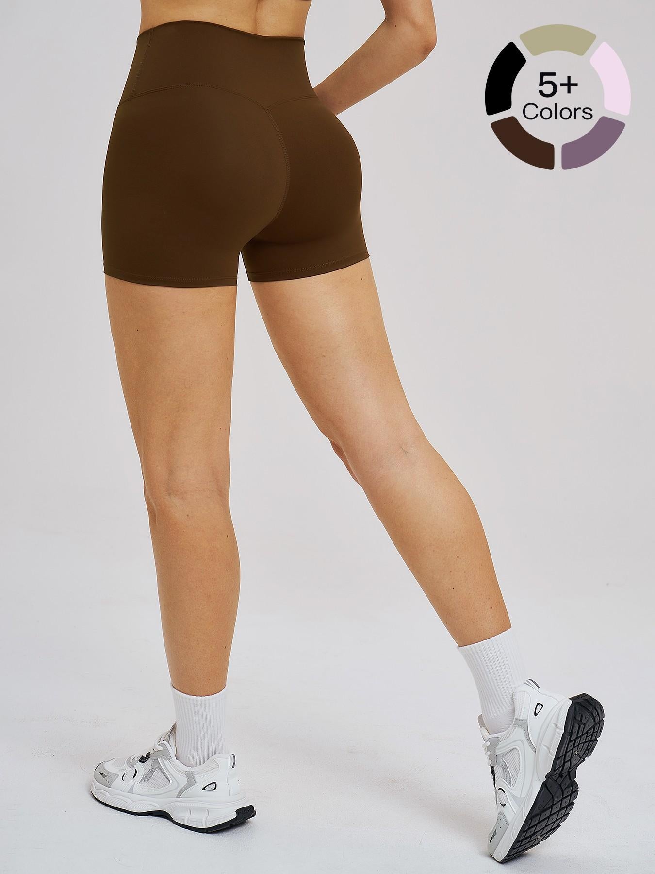 Cross Waist Yoga Shorts, Tight Fit Fleece Fitness Short Pants - image 18