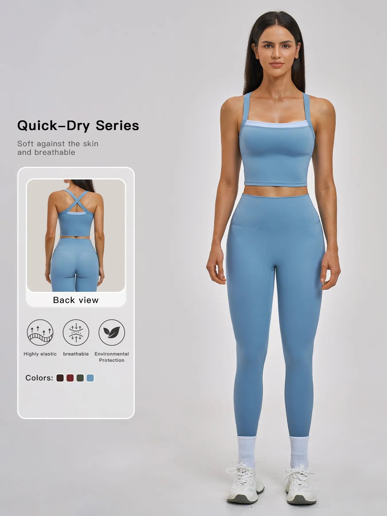 Cross-Back Sportswear Set, Quick-Dry Running & Fitness