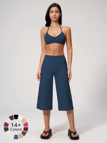 Women's Yoga Set, High-End Shock Absorption Sport Bra & Quick-Dry High-Waist Capri Pants - image 7