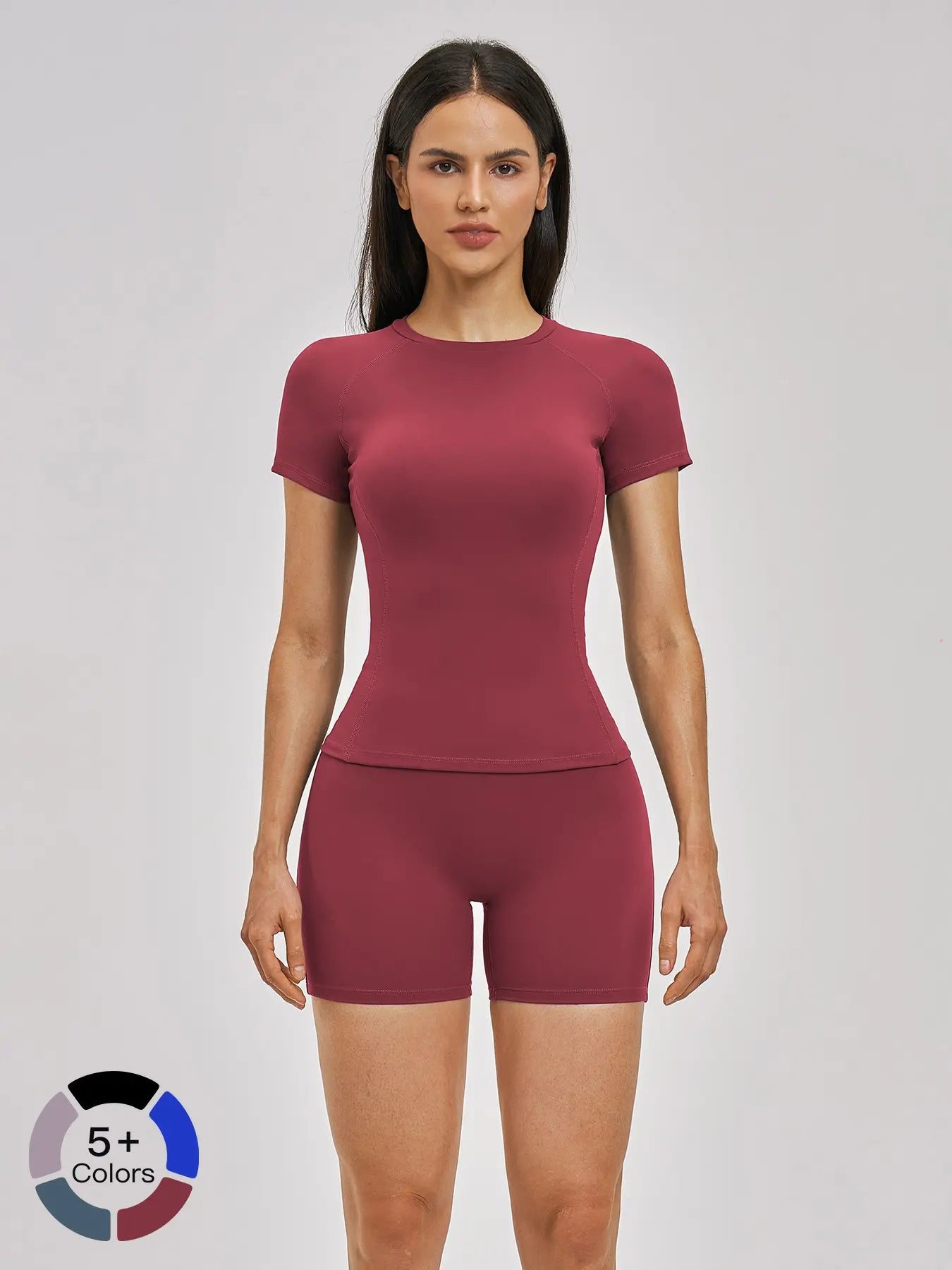 Spring Cross-Border Fleece Short Sleeve Sports Set, Women's Yoga Fitness - image 4