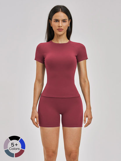Spring Cross-Border Fleece Short Sleeve Sports Set, Women's Yoga Fitness - image 21