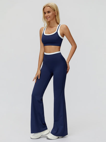 Women's Two-Piece Colorblock Yoga Set, High-Waisted Ribbed Casual Fitness Sportswear - image 13