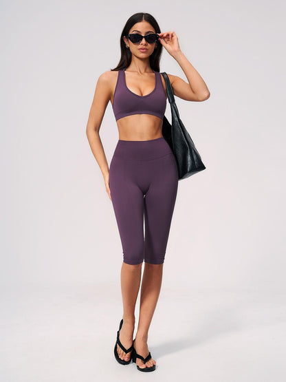 Seamless Yoga Workout Set, V-Neck Tight Fit Quick-Dry Moisture-Wicking High Waist Butt Lifting Sports… - image 14