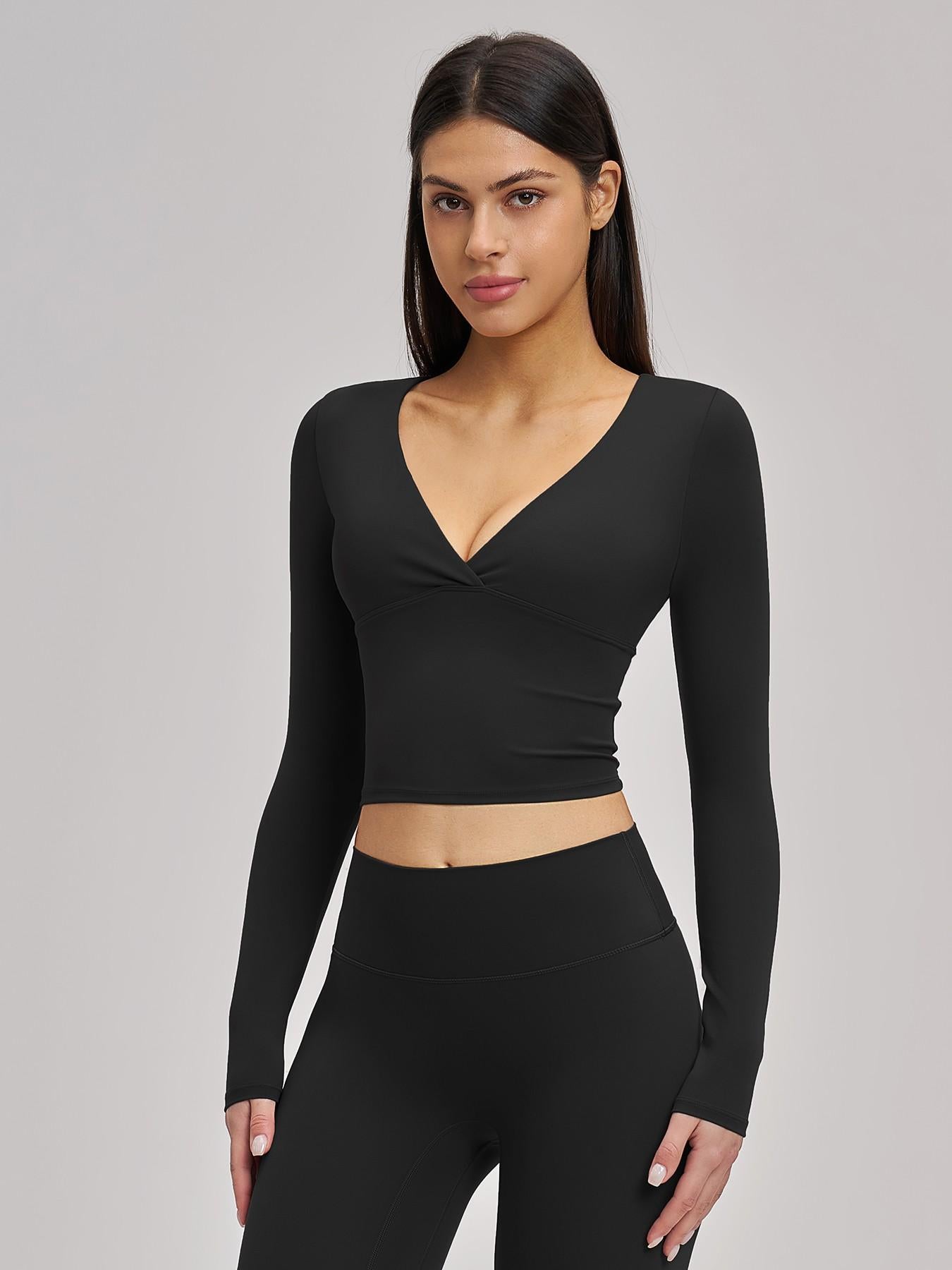Women's Long Sleeve Yoga Top, European & American Style Spring Summer Pilates Workout Shirt - image 12
