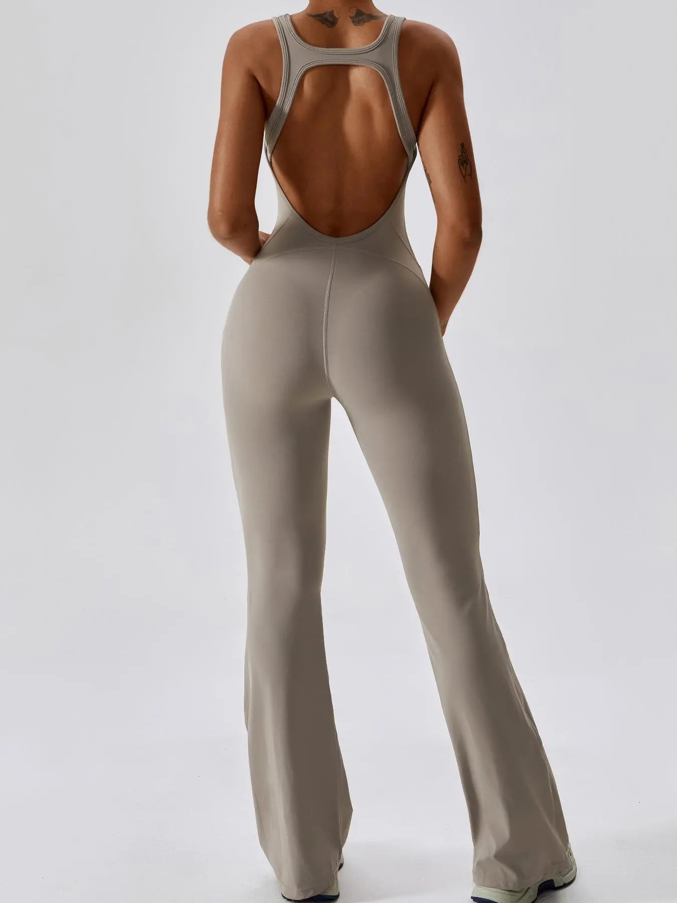 Women's Solid Cut Out Backless Sports Tummy Control Jumpsuit, Quick Drying U Neck Sleeveless Jumpsuit… - image 8