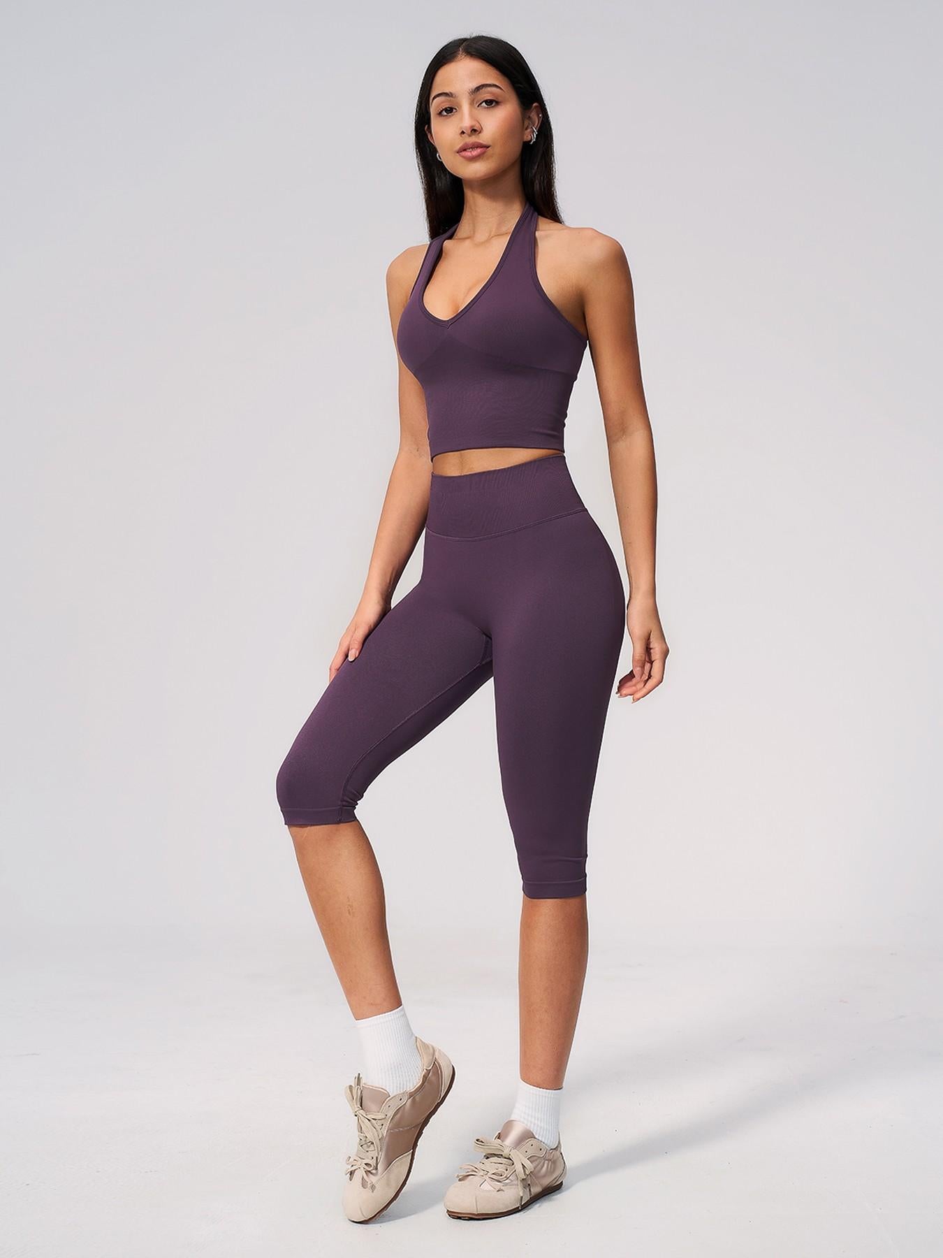 Yoga Set Seamless Ribbed Tight Shockproof High Elasticity Butt Lifter Tummy Control Running Training… - image 16