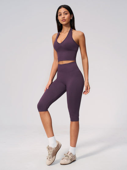 Yoga Set Seamless Ribbed Tight Shockproof High Elasticity Butt Lifter Tummy Control Running Training… - image 16