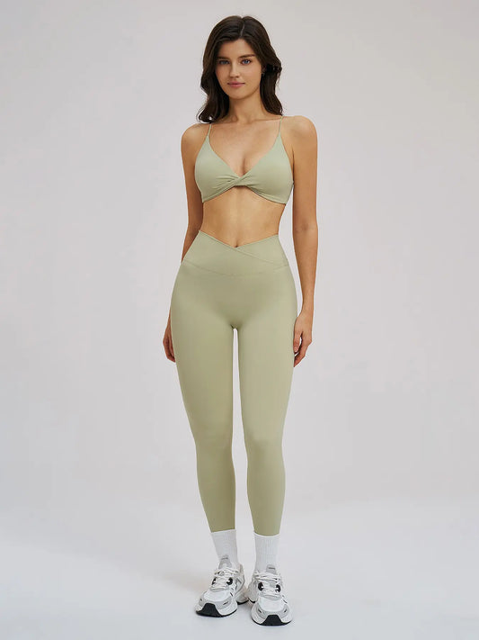 Cross-Border Yoga Set, Fleece-Lined Thin Strap Back Support Tight Fit - image 3