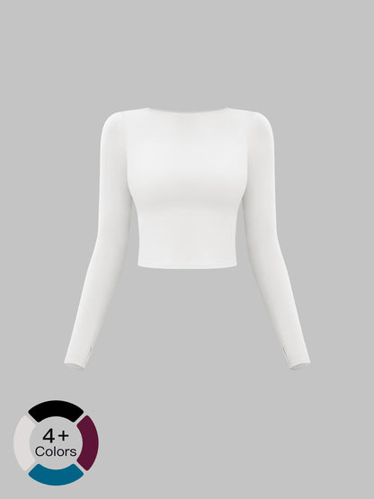 Cross-Border Summer Creamy Fleece Yoga Top Active Tops Long Sleeve, Outdoor Sports Running Fitness… - image 17
