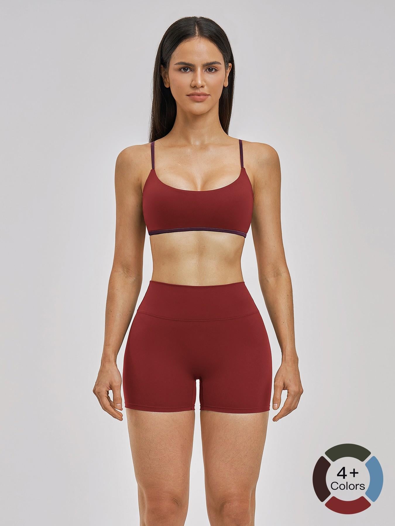 Women's Fashionable Bare-Look Sports Set, Sexy Back Thin Straps - image 11