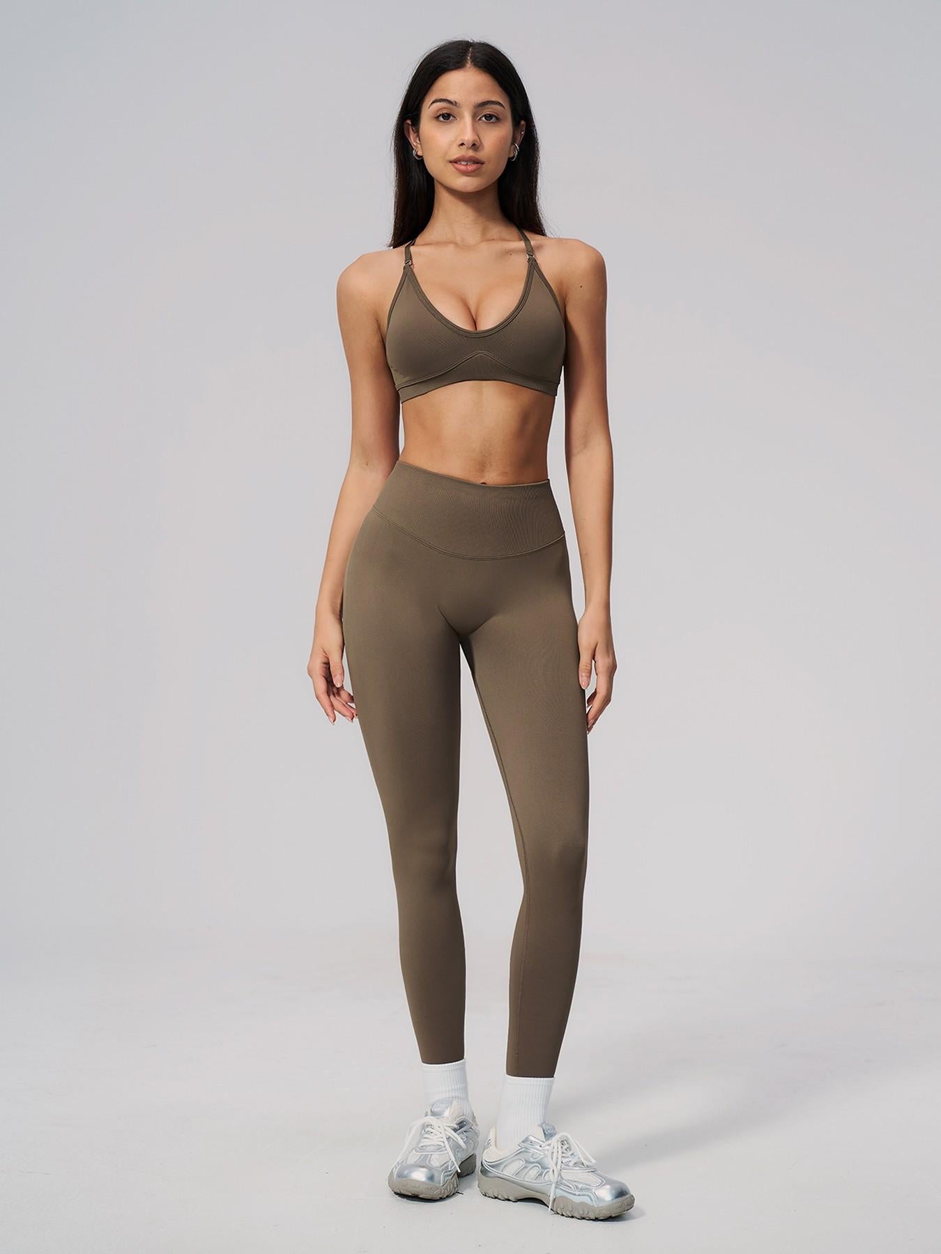 Seamless Knitted Sport Set, Cross Back Waist Trainer High-Waist Fitness Running Yoga for Women - image 14