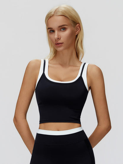Cross-Border Two-Piece Separated Vest Colorblock Nude Feel Fashion Casual Top Running Sporty Bra,… - image 12