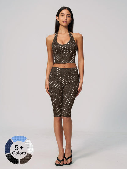 Dot Pattern Yoga Set for Women, Polyester Ammonia Print Deep V High Elastic Fitness Sports Set - image 22